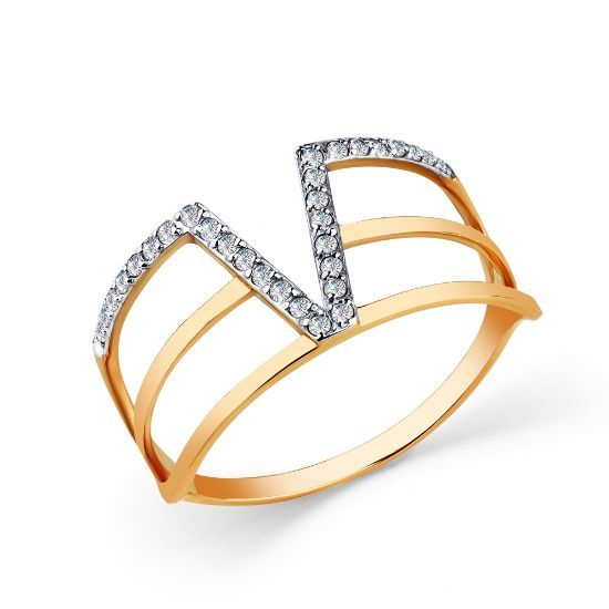 Изображение Золотое кольцо с фианитами