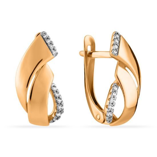 Изображение Золотые серьги с фианитами