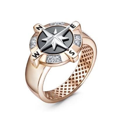 Изображение Золотая мужская печатка с ониксом