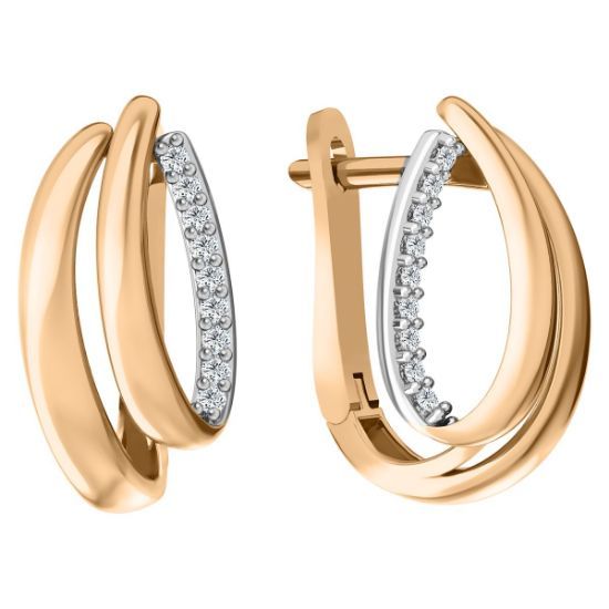 Изображение Золотые серьги с фианитами