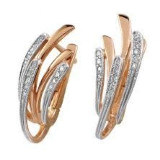 Изображение Золотые серьги с фианитами