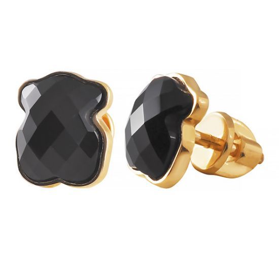 Изображение Золотые серьги-пусеты с агатом