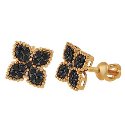 Изображение Золотые серьги-пусеты с фианитами