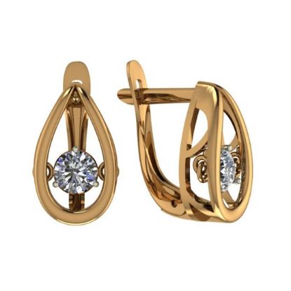 Изображение Золотые серьги с фианитами