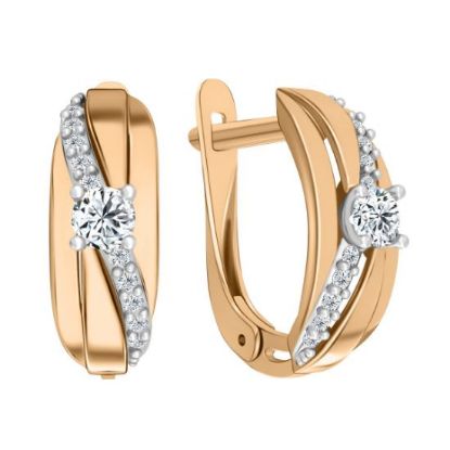 Изображение Золотые серьги с фианитами