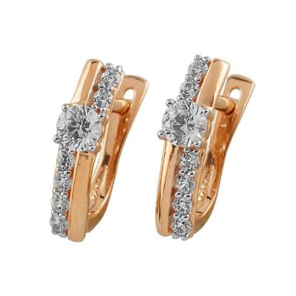 Изображение Золотые серьги с фианитами