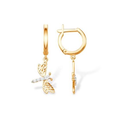 Изображение Золотые серьги с фианитами