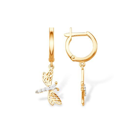 Изображение Золотые серьги с фианитами