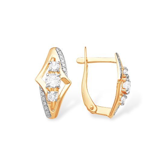 Изображение Золотые серьги с фианитами