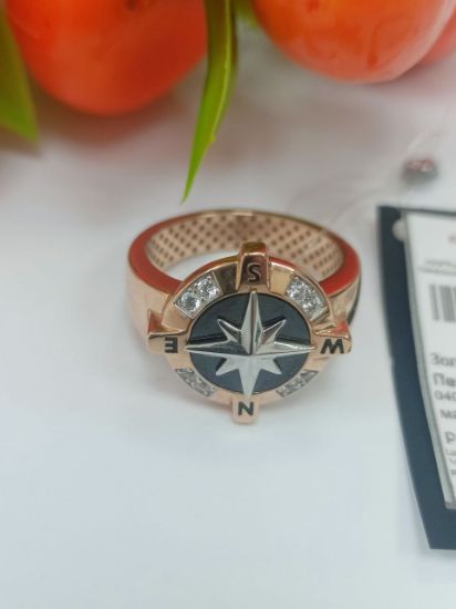 Изображение Золотая мужская печатка с ониксом