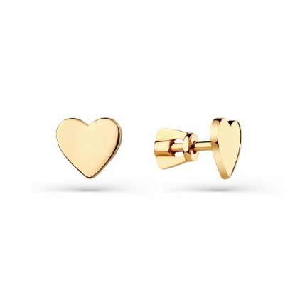 Изображение Золотые серьги-пусеты "Сердечки"