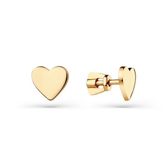 Изображение Золотые серьги-пусеты "Сердечки"