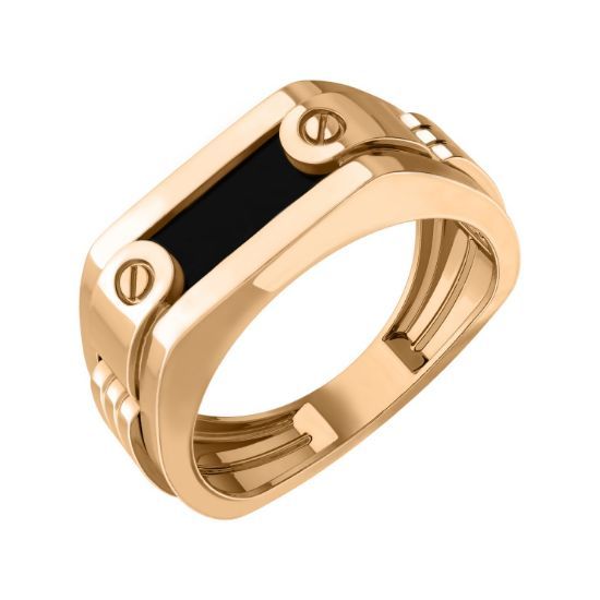 Изображение Золотая мужская печатка с ониксом