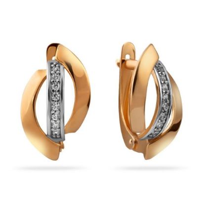 Изображение Золотые серьги фианитами