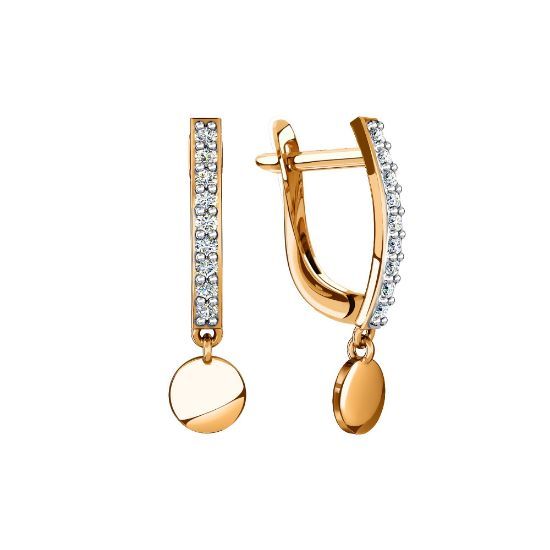 Изображение Золотые серьги с фианитами