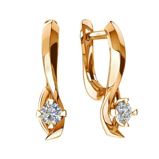 Изображение Золотые серьги с фианитами