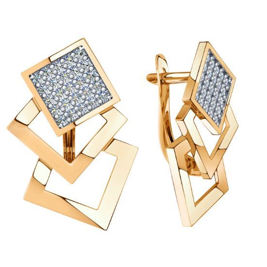 Изображение Золотые серьги с фианитами