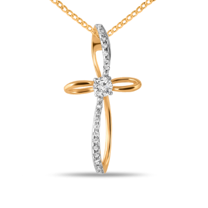 Изображение Золотой крестик с фианитами