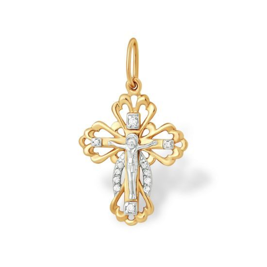 Изображение Золотой крест с фианитами