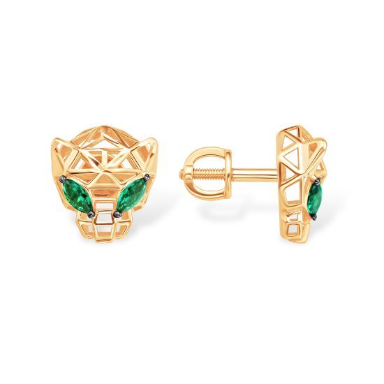 Изображение Золотые серьги-пусеты с фианитами