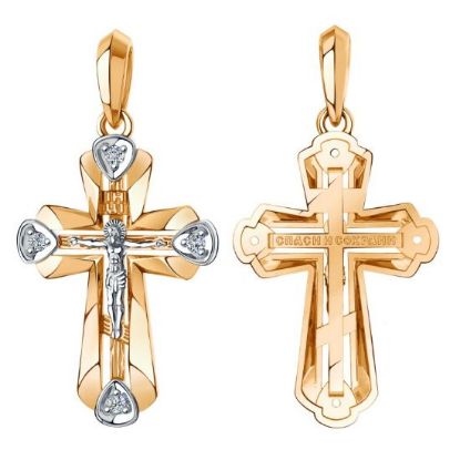 Изображение Золотой крест с фианитами