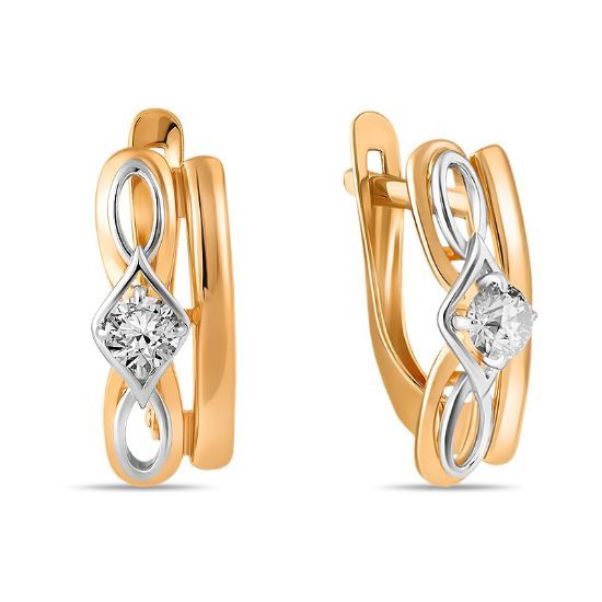 Изображение Золотые серьги с фианитами