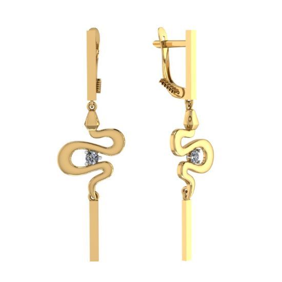 Изображение Золотые серьги-подвесы "Змейка"