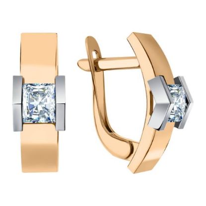 Изображение Золотые серьги с фианитом