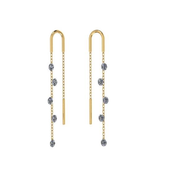 Изображение Золотые серьги-продевки с фианитами