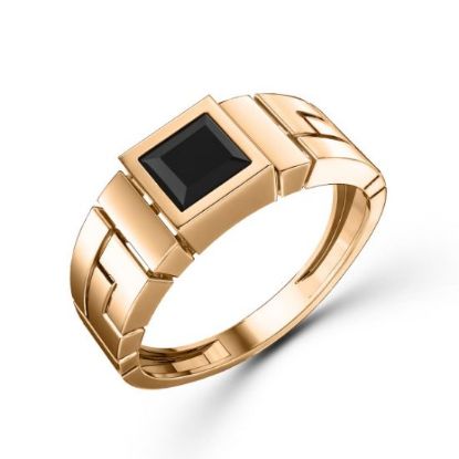 Изображение Золотая мужская печатка с фианитом