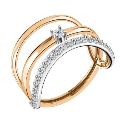 Изображение Золотое кольцо с фианитами