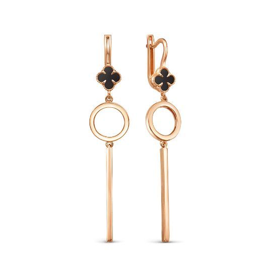 Изображение Золотые серьги-подвески 585 пробы