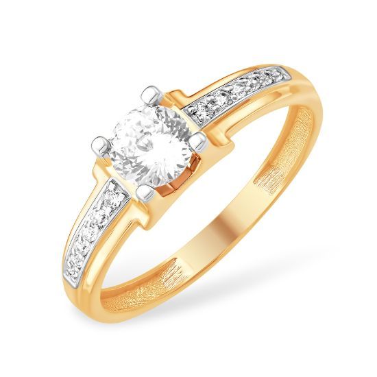Изображение Золотое кольцо с бриллианитом