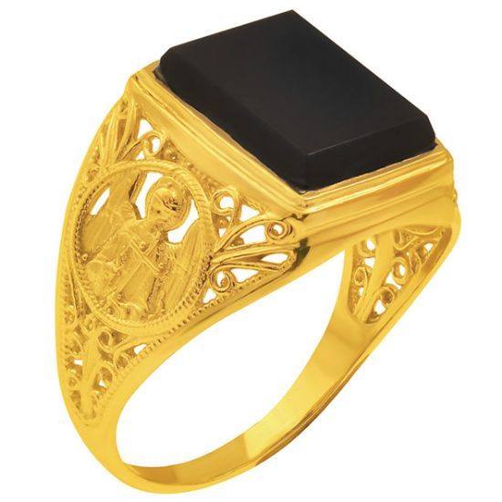 Изображение Золотая печатка с агатом