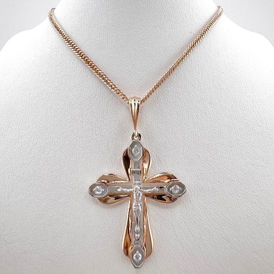 Изображение Золотой крестик с фианитами
